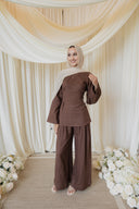 Mocha Corset-Back Linen Co-ord