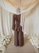 Mocha Corset-Back Linen Co-ord