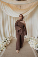 Mocha Corset-Back Linen Co-ord
