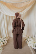 Mocha Corset-Back Linen Co-ord