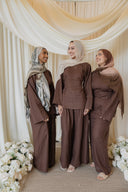 Mocha Corset-Back Linen Co-ord