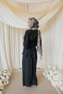 Black Linen Assymetrical Side Button Wrap Shirt Co-Ord
