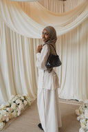 White Side Button Wrap Linen Co-Ord Shirt & Wide Legged Pants
