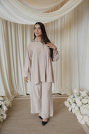 Cream Pleated Shirt Matching Co-Ord