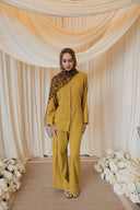 Chartreuse Mandarin Shirt with Wide Legged Pants Co-Ord
