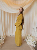 Chartreuse Mandarin Shirt with Wide Legged Pants Co-Ord