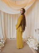 Chartreuse Mandarin Shirt with Wide Legged Pants Co-Ord