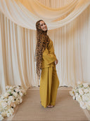 Chartreuse Mandarin Shirt with Wide Legged Pants Co-Ord