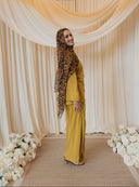Chartreuse Mandarin Shirt with Wide Legged Pants Co-Ord