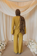 Chartreuse Mandarin Shirt with Wide Legged Pants Co-Ord