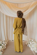 Chartreuse Mandarin Shirt with Wide Legged Pants Co-Ord