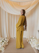 Chartreuse Mandarin Shirt with Wide Legged Pants Co-Ord