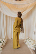 Chartreuse Mandarin Shirt with Wide Legged Pants Co-Ord