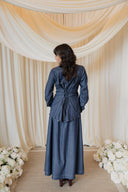 Pure Linen Skirt Set -Faux Denim Effect