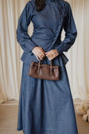 Pure Linen Skirt Set -Faux Denim Effect