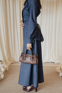Pure Linen Skirt Set -Faux Denim Effect