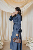 Pure Linen Skirt Set -Faux Denim Effect