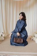 Pure Linen Skirt Set -Faux Denim Effect