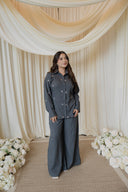 Slate Gray Floral Embroidered Co-Ord