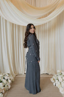 Slate Gray Floral Embroidered Co-Ord