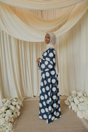 Navy Polka Dotted Abaya