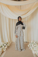 Black And White Polka Dotted Peplum Top with Maxi Skirt