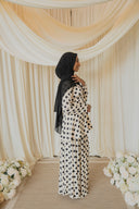 Black And White Polka Dotted Peplum Top with Maxi Skirt