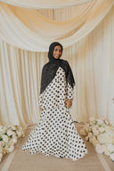 Black And White Polka Dotted Peplum Top with Maxi Skirt
