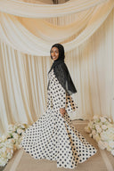 Black And White Polka Dotted Peplum Top with Maxi Skirt