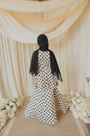Black And White Polka Dotted Peplum Top with Maxi Skirt