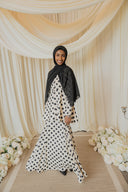 Black And White Polka Dotted Peplum Top with Maxi Skirt