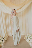 Sage Green Cape Co-Ord Set — back angle view showing full cape length