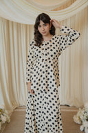 Black And White Polka Dotted Peplum Top with Maxi Skirt