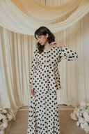 Black And White Polka Dotted Peplum Top with Maxi Skirt