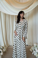 Black And White Polka Dotted Peplum Top with Maxi Skirt