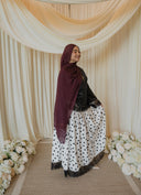 White Cotton Polka Dot Maxi Skirt with Chantilly Lace Hem