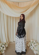 White Cotton Polka Dot Maxi Skirt with Chantilly Lace Hem