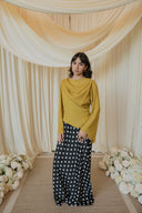 Wasabi Angled Shirt with Over Shoulder Cape with Brooch