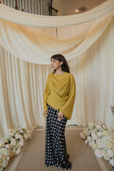 Wasabi Angled Shirt with Over Shoulder Cape with Brooch
