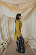 Wasabi Angled Shirt with Over Shoulder Cape with Brooch