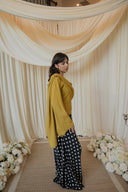 Wasabi Angled Shirt with Over Shoulder Cape with Brooch