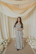 Black And White Polka Dotted Peplum Top with Maxi Skirt