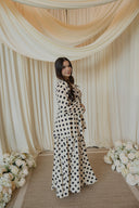 Black And White Polka Dotted Peplum Top with Maxi Skirt