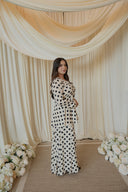 Black And White Polka Dotted Peplum Top with Maxi Skirt