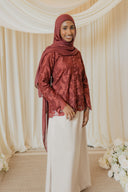 Maroon Cutwork Embroidered Lined Button Down Shirt