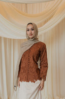 Brown Crochet Crepe Shirt