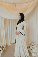 Cream Polka Dotted Long Sleeve Maxi Dress