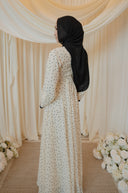 Cream Polka Dotted Long Sleeve Maxi Dress