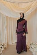 Purple Chantilly Lace Trim Long Sleeve Top with Maxi Skirt Set