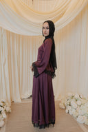 Purple Chantilly Lace Trim Long Sleeve Top with Maxi Skirt Set